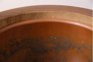 アンティーク雑貨　昭和初期　大胆な杢目が目を引く桐火鉢(木製火鉢、手あぶり)(R-045586)