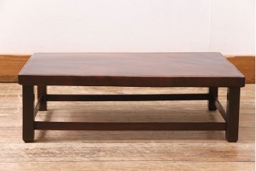 アンティーク家具　大正昭和初期　総ケヤキ材　漆塗り　和の趣あふれる花台(ローテーブル、豆ちゃぶ台)(R-045588)
