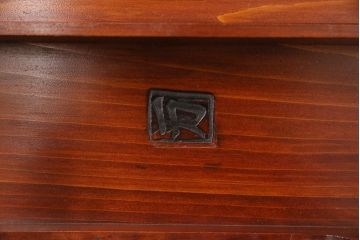 アンティーク雑貨　昭和初期　漆塗りの朱が美しい脚付きお膳(漆器)(R-045589)
