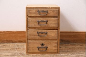 アンティーク家具　ストリップド(剥離)　昭和初期　桐材　素朴な雰囲気が魅力の小引き出し(小物入れ、卓上収納)(R-045591)