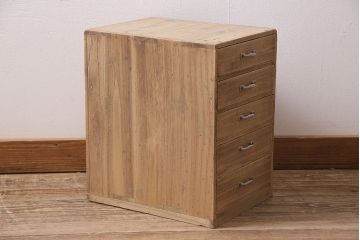 アンティーク家具　ストリップド(剥離)　昭和初期　桐材　素朴な雰囲気が魅力の小引き出し(小物入れ、卓上収納)(R-045593)
