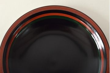 平安象彦　黒塗縁独楽塗　銘々皿　共箱(R-045603)