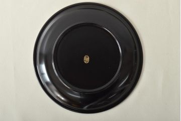平安象彦　黒塗縁独楽塗　銘々皿　共箱(R-045603)