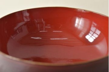 大正〜昭和初期　梅に松ぼっくり　折鶴蒔絵　木製椀5客(蓋付き椀、お椀)(R-045610)