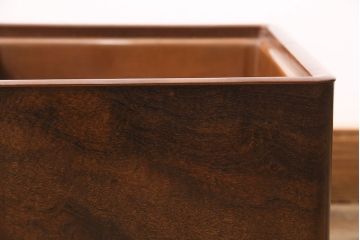 アンティーク雑貨　昭和初期　指物家具　桑材　美しい木目の角火鉢(木製火鉢、箱火鉢)(R-045621)