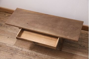 アンティーク家具　明治大正期　天板朴の木・引き出し前板ケヤキ材　使い込まれた木肌が味わい深い文机(座机)(R-045628)