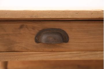 アンティーク家具　昭和初期　ストリップド(剥離)　ヒノキ材　挽き物の脚がお洒落な文机(座机、ローテーブル)(R-045629)