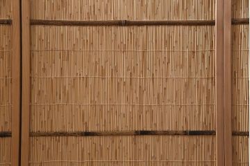 中古　夏屏風　簾屏風　茶道具　六連衝立　6枚折り花寄せ屏風(つい立て、パーテーション)(R-045632)