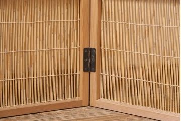 中古　夏屏風　簾屏風　茶道具　六連衝立　6枚折り花寄せ屏風(つい立て、パーテーション)(R-045632)