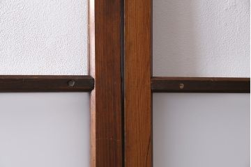 アンティーク建具　昭和中期　すり・クリアガラス　昔懐かしい雰囲気漂うガラス戸2枚セット(引き戸、建具)(R-045634)