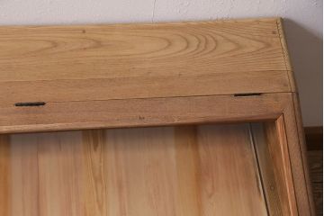 アンティーク家具　大正昭和初期　ストリップド(剥離)　総ケヤキ材・内部ヒノキ材　文机型のショーケース(コレクションケース、ライティングデスク、在宅ワーク、在宅用簿記机)(R-045639)