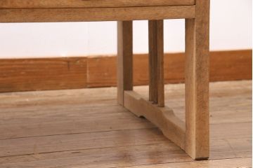 アンティーク家具　昭和初期　ストリップド(剥離)　ナラ材・天板突き板　素朴な木味が魅力のレトロな文机(ローテーブル)(R-045640)