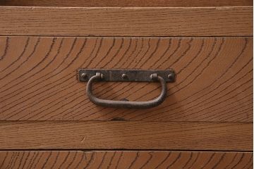 アンティーク家具　明治期　ストリップド(剥離)　前面ケヤキ材　力強い杢目が楽しめる収納箪笥(収納棚、帳場箪笥)(R-045642)