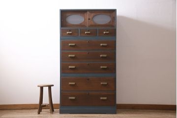 ビンテージ家具　ペイント　前面桐材　レトロな雰囲気漂う重ね箪笥(タンス、たんす)(R-045646)
