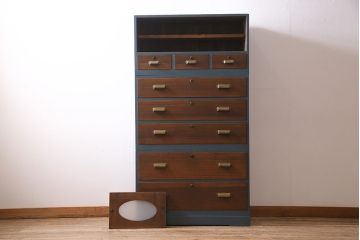 ビンテージ家具　ペイント　前面桐材　レトロな雰囲気漂う重ね箪笥(タンス、たんす)(R-045646)