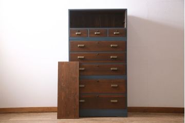 ビンテージ家具　ペイント　前面桐材　レトロな雰囲気漂う重ね箪笥(タンス、たんす)(R-045646)