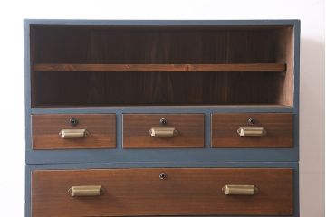 ビンテージ家具　ペイント　前面桐材　レトロな雰囲気漂う重ね箪笥(タンス、たんす)(R-045646)