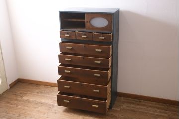 ビンテージ家具　ペイント　前面桐材　レトロな雰囲気漂う重ね箪笥(タンス、たんす)(R-045646)