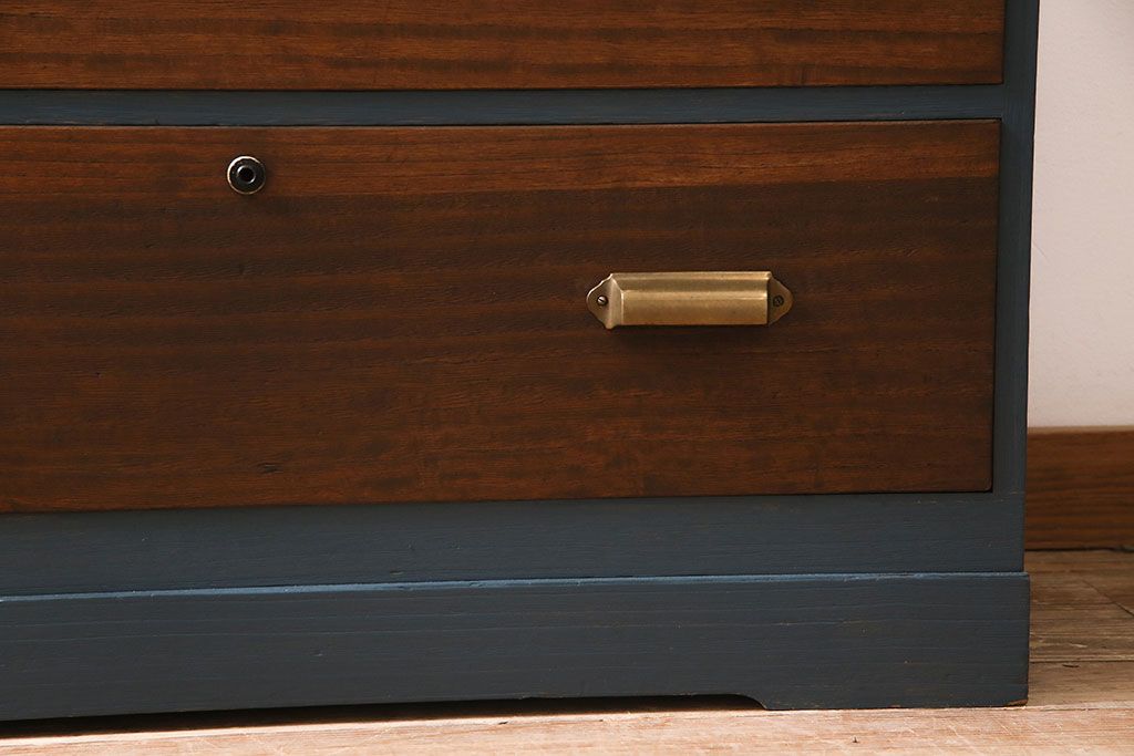 ビンテージ家具　ペイント　前面桐材　レトロな雰囲気漂う重ね箪笥(タンス、たんす)(R-045646)