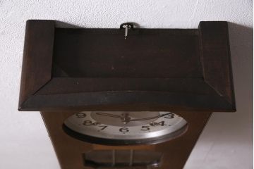 アンティーク時計　昭和中期　精工舎(SEIKOSHA、セイコー)　ゼンマイ式　宮型　昭和レトロな柱時計(掛け時計、振り子時計)(R-045647)
