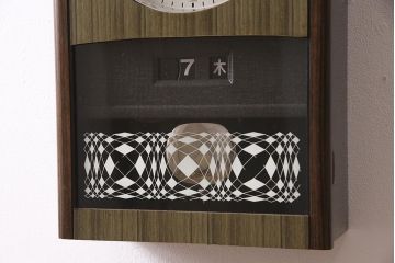 アンティーク時計　昭和中期　SEIKO(セイコー)　ゼンマイ式　カレンダー付き　30DAY　渋い色合いの掛け時計(柱時計、振り子時計)(R-045649)