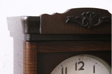 アンティーク時計　昭和中期　Meiji(明治時計社)　ゼンマイ式　大振りのクラシカルな掛け時計(柱時計、振り子時計)(R-045650)