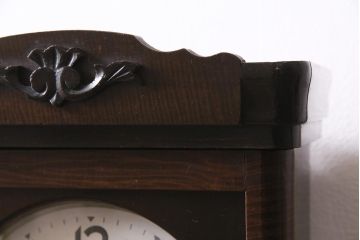 アンティーク時計　昭和中期　Meiji(明治時計社)　ゼンマイ式　大振りのクラシカルな掛け時計(柱時計、振り子時計)(R-045650)