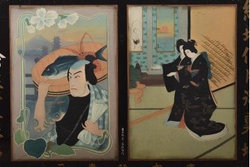 明治期　花嫁印　一心印　木製看板(呉服店、自在堂、浮世絵、着物)(R-045665)