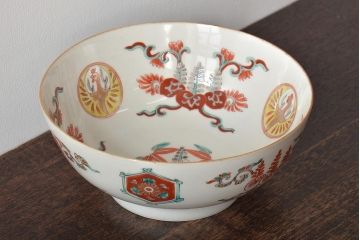 江戸〜明治　桐文色絵　深鉢(九谷、伊万里、深皿)(R-045669)