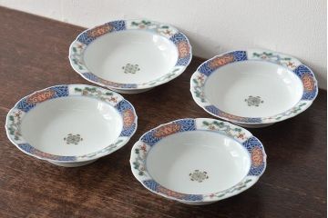 江戸〜明治　古伊万里　柿右衛門手渦福　小皿4枚(和食器)(R-045671)