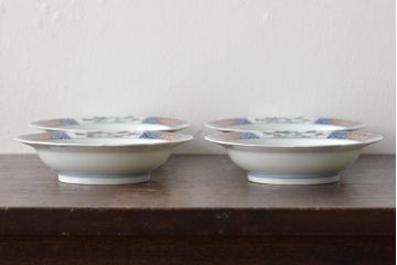江戸〜明治　古伊万里　柿右衛門手渦福　小皿4枚(和食器)(R-045671)