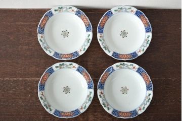江戸〜明治　古伊万里　柿右衛門手渦福　小皿4枚(和食器)(R-045671)
