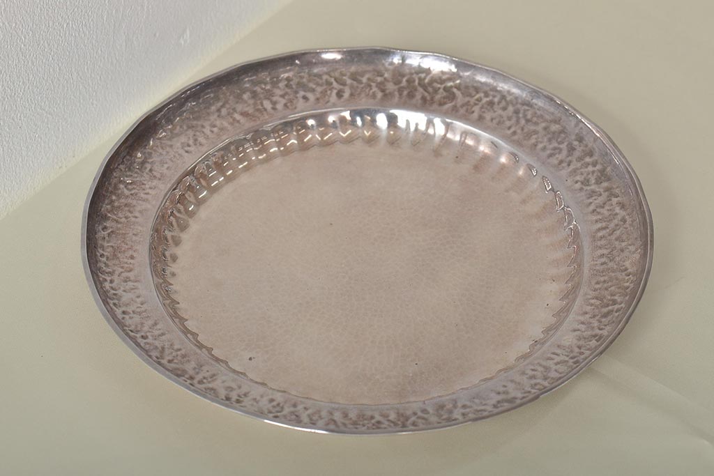 大阪　尚美堂造　純銀　青海盆　共箱(重量約150g)(R-045675)