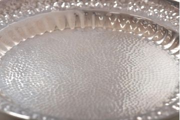 大阪　尚美堂造　純銀　青海盆　共箱(重量約150g)(R-045675)