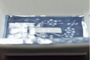 江戸期　梅の図　和の空間を彩るアンティークの染付小皿6枚セット(角皿、和食器)(R-045676)