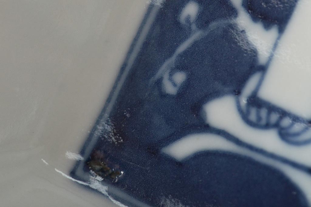 江戸期　梅の図　和の空間を彩るアンティークの染付小皿6枚セット(角皿、和食器)(R-045676)