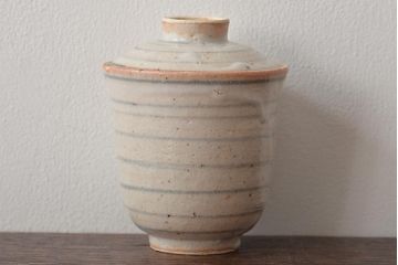 古い　笠原窯　渦巻　蓋付　小吸物碗10客　共箱(和食器)(R-045678)