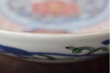 江戸期　古伊万里　大明嘉靖年製　花鳥図　色絵染付小皿3枚セット(R-045685)