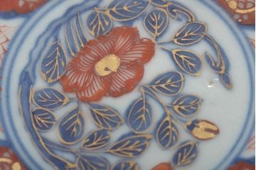 江戸期　古伊万里　大明嘉靖年製　花鳥図　色絵染付小皿3枚セット(R-045685)