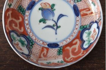 江戸期　古伊万里　花鳥図　色絵小皿3枚セット(R-045686)