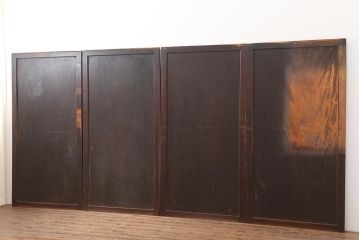 アンティーク建具　明治期　杉材一枚板　杢目が魅力のシンプルな板戸4枚セット(引き戸、建具)(R-045689)
