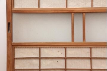 アンティーク建具　昭和中期　裏障子付き　和レトロな帯格子戸2枚セット(障子戸、引き戸、建具)(R-045692)