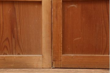 アンティーク建具　昭和中期　裏障子付き　和レトロな帯格子戸2枚セット(障子戸、引き戸、建具)(R-045692)