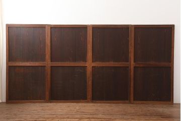 アンティーク建具　明治期　杉材　鋲がアクセントのシンプルな板戸4枚セット(引き戸、建具)(R-045693)