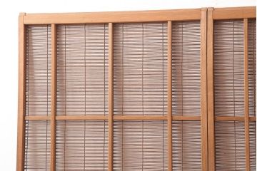 レトロ建具　昭和中期　風情のある御簾戸2枚セット(簾戸、簀戸、葭戸、夏障子、夏戸、葦戸)(R-045694)