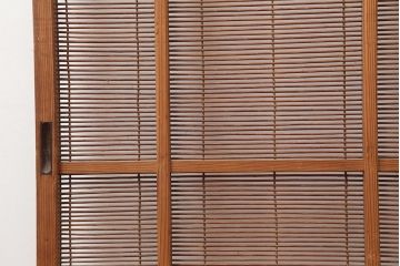 レトロ建具　昭和中期　風情のある御簾戸2枚セット(簾戸、簀戸、葭戸、夏障子、夏戸、葦戸)(R-045694)