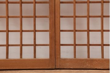 レトロ建具　昭和中期　風情のある御簾戸2枚セット(簾戸、簀戸、葭戸、夏障子、夏戸、葦戸)(R-045694)
