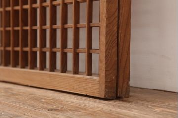 レトロ建具　昭和中期　風情のある御簾戸2枚セット(簾戸、簀戸、葭戸、夏障子、夏戸、葦戸)(R-045694)
