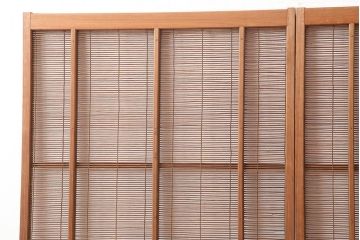 レトロ建具　昭和中期　風情のある御簾戸2枚セット(簾戸、簀戸、葭戸、夏障子、夏戸、葦戸)(R-045694)