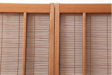 レトロ建具　昭和中期　風情のある御簾戸2枚セット(簾戸、簀戸、葭戸、夏障子、夏戸、葦戸)(R-045694)